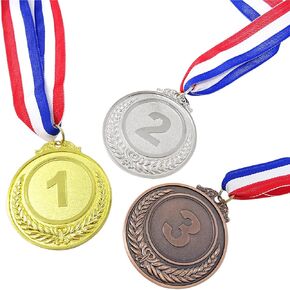 Honbay 3PCS Gold Silver Bronze Award Medals with Ribbon for Sports Competitions Spelling Bees and Party Favors (2.5 Inches)
