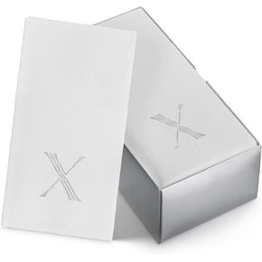 50-Pack Linen-Feel Mongrammed Napkins Paper, 12" x 17" Silver Foil Letter A Napkins Disposale, Initial Guest Towels For Wedding, Bathroom, Party, Baby Shower, Or Event in Kuwait