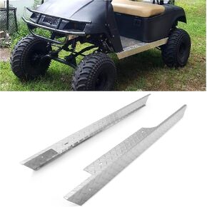 Kojem Black Aluminum Rocker Panel Compatible with 1994-2013 EZGO TXT Golf Cart Pair Powder Coated Black Side Diamond Plate Cover