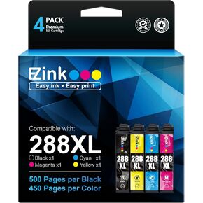 E-Z Ink Remanufactured Ink Cartridge Replacement for Epson 288XL 288 XL T288XL High Yield to use with Expression Home XP-330 XP-430 XP-446 XP-440 XP-340 (Upgraded Version, 4 Pack)
