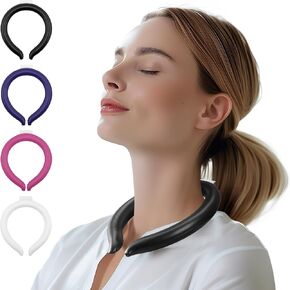 Magic Gel Neck Ring Coolers - Wearable Cooling Ice Pack for Necks - Reusable Cool Body Cooler Tube - Cold Gel Wrap Ice Packs Perfect for Outdoor Use - Pack of 2 - Navy and Pink