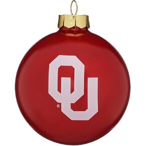 NCAA Football Champions Series Glass Ball Christmas Tree Ornament-3 1/4"-Oklahoma Sooners-Crimson