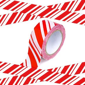 109 Yard 2 Inch Christmas Candy Flagging Tape Red and White Striped Marking Tape Non-Adhesive Decoration Tape for Party Xmas Tree Door