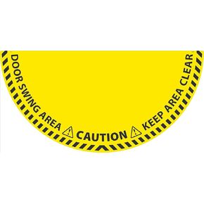 NMC Caution Door Swing Area Keep Clear Walk-On Floor Sign, 56 X 28, Half Circle, Textured Non-Slip Surface, Pressure Sensitive Vinyl, WFS100, Multi-Color