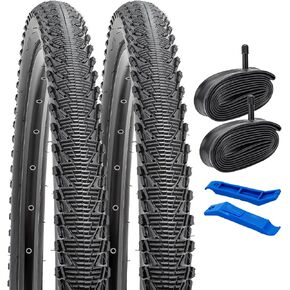 YUNSCM 26" Bike Tires 26x2.10/54-559 and 26" Heavy Duty Bike Tubes Schrader Valve Compatible with All Terrain Bike 26x1.95 26x2.0 26 x 2.10 Bicycle Tires and Tubes (Y-836)