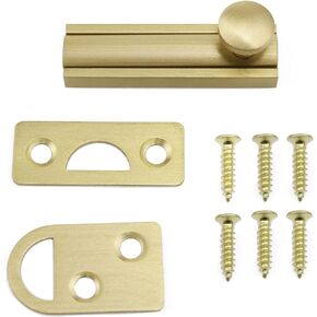 Barn Slide Bolt 2 Inch Hardware Sliding Surface Door Bolts Brushed Gold Barrel Bolts Lock Bathroom Security Hardware Easy to Install Screws for Hidden Doors -1PCS