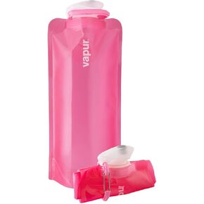 Vapur, Collapsible Water Bottle- 1 Liter, 33 Ounces- Reusable Leak Proof Water Bottles with Carabiner for Working Out, Camping, Backpacking, Hiking, & Travel!, Pink Rose Solid Anti-Bottle