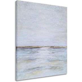 SYGALLERIER Abstract Ocean Canvas Wall Art - Hand Painted Modern Beach Oil Paintings - Contemporary Costal Pictures for Living Room Bedroom Bathroom Decor