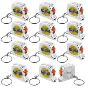 12 Pcs Keychain Tape Measure, 1.5 Inch Functional Mini Tape Measure with Stable Slide Lock Construction Party Favors Tape Measure for Birthday Party Favors Gift Bag Fillers Prize 1 m/ 3 ft