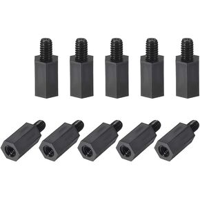 uxcell M4x10mm+6mm Male-Female Hex Nylon PCB Motherboard Spacer Standoff for FPV Drone Quadcopter, Computer & Circuit Board Black 75pcs