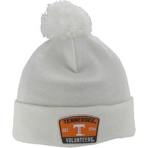 ZHATS Standard NCAA Officially Licensed Pom Beanie Patch Switchback White, One Size