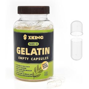 Xking Size 0 Empty Capsules 120 Count Clear Empty Gelatin Capsules Empty Pill Capsules DIY Supplement Capsule Filling