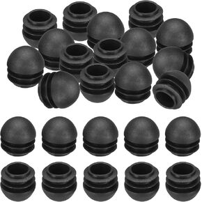 PATIKIL 7/8" Plastic Tubing End Caps, 30Pcs Round Hole Plug Insert for Round Iron Pipe Chair Leg Table Bookshelves Patio Furniture, Black