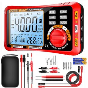 ANENG Multimeter,4000 Counts Voltage Tester,Auto-Ranging TRMS Volt Meter,Digital Multimeter Tester Measures AC/DC Current,Voltage,Diode,Resistance,Continuity,Capacitance,Temperature(Red)