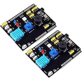 2 قطعة 9 في 1 مستشعر درجة الحرارة والرطوبة لوحة توسيع متعددة الوظائف DHT11 مستشعر الرطوبة وLM35 جهاز استقبال مستشعر درجة الحرارة LED IR استقبال الجرس I2C in Kuwait