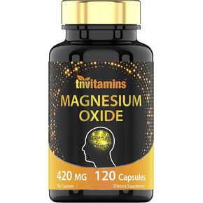 Magnesium Oxide 420mg - 120 Capsules | 4 Month Supply! | 100% Daily Value of Magnesium Oxide in One Capsule | Oxido de Magnesio | Non-GMO, Made in The USA