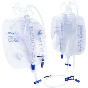 Catheter Bags, Multifunctional Urine Bag, 0.85cm Diameter Catheter, 2500ml Thickened Urine Bag+500ml Measuring Bottle Integrated Bag, Anti-backflow Device, Active air Exhaust, no Odor(2 PCS)