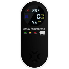 Natural Gas Detectors &Plug in Carbon Monoxide Detector， 4 in 1 Co and Gas Detector Temp Humidity Monitor，Propane, LPG, Gas Detector for Home，Kitchen,Hotels，RV.（1 Pack）