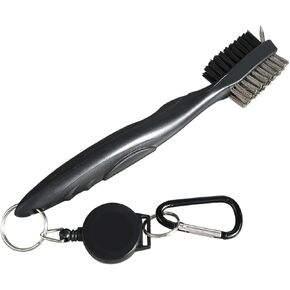 Golf Club Brush and Club Groove Cleaning Brush Nylon Steel Wire Double-Sided Golf Cleaning Brush, This is a Must-Have Golf Accessory for Golf Enthusiasts (Black)
