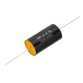 PATIKIL 5.6uF 250AC/400DC V Frequency Divider Capacitor, 1 Pcs Axial Audio Speaker Crossover Step-Less Film Capacitor MKP Capacitor for Audio Equipment Appliances, Black