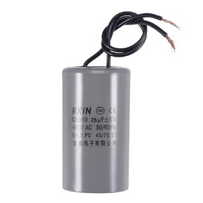 uxcell CBB60 Run Capacitor 25uF 450V AC 2 Wires 50/60Hz Cylinder 75x42mm for Air Compressor Water Pump Motor
