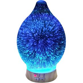 Aromatherapy Essential Oil Diffuser | 3D Glass Vase Cover with Colorful LED Light Display | Cool Mist Aroma Therapy Diffusers | Versatile Nightlight, Humidifier with Auto Shut-Off
