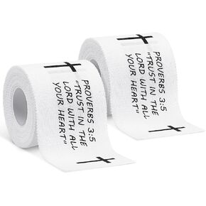 2 Pcs Christian Athletic Tape 2IN X 23FT Cotton Zinc Oxied Sport Tape Religious Bible Verse Wrist Tape for Sports Tennis Gymnastics Athlete First Aid Injury Wrap(White,Proverbs 3:5)