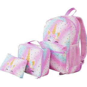Cokouchyi 3 Pcs Kids Backpack Set with Lunch Box & Pencil Case, Lightweight Preschool Backpack for Girls Age 4-8, Kids Book bag Elementary, Butterfly