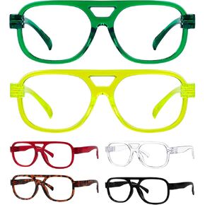 Eyekepper 6 Pack Pilot Reading Glasses Metalless Screwless Spring Hinges Readers for Women Men Large Frame +1.50