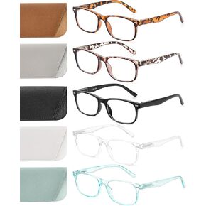 5 Pack Reading Glasses for Women/Men Spring Hinges Readers Glasses,Blue Light Reading Glasses Anti Eyestrain