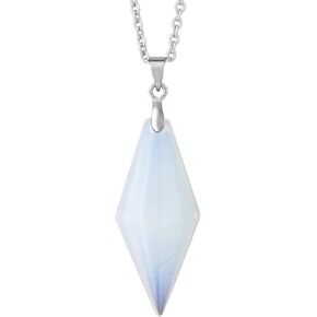 TUMBEELLUWA Healing Crystal Point Stone Pendant Necklace for Men and Women Reiki Chakra Stone Pendulum Necklace for Dowsing Divination