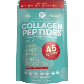 Hydrolyzed Collagen Peptides Powder - Grass Fed - Promotes Skin, Hair, Nails, Muscle, Bone, Joints & Gut Health for Women & Men, Easy to Mix, Unflavored & Odorless, Non GMO, Keto & Paleo, 1LB