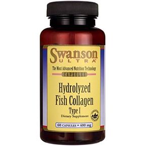 Swanson Hydrolyzed Fish Collagen Type I 400 Milligrams 60 Capsules (2 Pack)