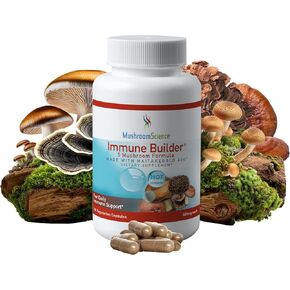 MushroomScience Immune Builder Mushroom Capsules, Full Spectrum Extract with MaitakeGold, Reishi & Shiitake, Mushroom Supplement for Adults, Hot Water Extracted Mushrooms, Vegetarian, 400MG, 90 CT