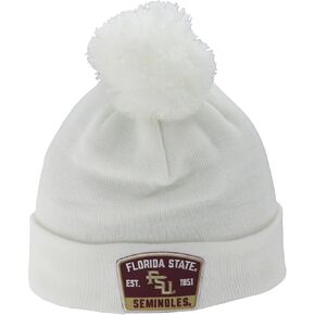 ZHATS Standard NCAA Officially Licensed Pom Beanie Patch Switchback White, One Size