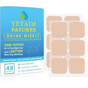 YETAIM Recovery Patches for Men Women: 48 Pack Energy Boost Fast Recovery - Day Night Party Support - Apply on Arm Neck Wrist Back for Party Fun Morning Revival - Clear Blue
