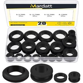20Pcs 4 Sizes Rubber Grommet Assortment Kit, Donut Type Rubber Grommets Cable Hole Plug Rubber Hole Grommet for Wires, Cables, Plugs, Automotive - 3/8", 1/2", 3/4", 1"