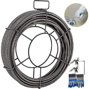 VEVOR Drain Cleaner Machine 100 ft x 1/2 inch for 2 inch to 4 inch(50-100mm) Pipes, 550W Open Drain Cleaning Machine 1700 RPM Electric Drain Auger with Cutters Glove Drain Auger Sewer Snake