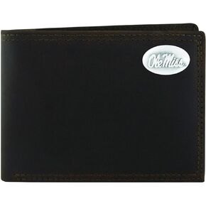 NCAA Mississippi Old Miss Rebels Zep-Pro Crazyhorse Leather Bifold Concho Wallet (Brown)