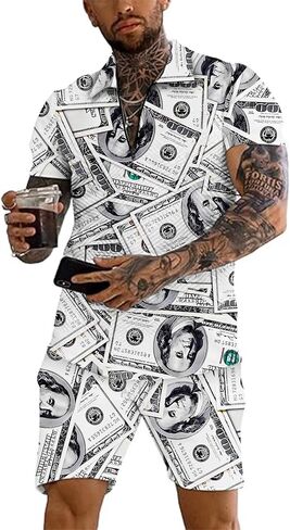 Men's Polo Shirt and Shorts Set Summer Casual Outfits Hawaiian Polo Suit for Men 2 Piece Short Set in Saudi Arabia