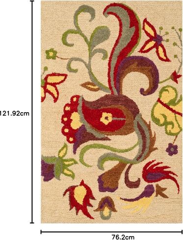 SAFAVIEH Blossom Collection 2'6" x 4' Rust / Multi BLM680B Handmade Premium Wool Accent Rug in Saudi Arabia