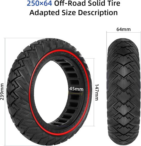 ulip 250 x 64 Scooter Solid Tire 10 Inch Electric Scooter Wheels Replacement Accessories Suitable for Xiaomi 4 Ultra Navee S65 S65C Scooter red (1PCS) in Saudi Arabia
