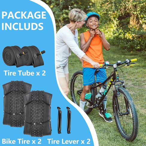 SIMEIQI 2 Pack Bike Tires and Tubes for Kids 12"/14"/16"/18"/20"x1.95" Compatible with 12"/14"/16"/18"/20"x1.75"/1.95" Replacement Bike Tires for Pavement Trail Hybrid Bicycles in Kuwait