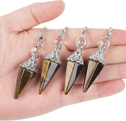 Rockcloud Natural Rose Quartz Crystal Pointed Pendulum with 7 Chakra Stone Beads Chain, 6 Facet Reiki Chakra Pendant for Divination Dowsing in Saudi Arabia