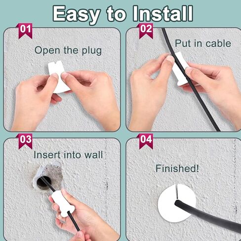 4PCS Cable Routing Kit for Ethernet Cable, 1 Inch Rubber Wall Hole Cable Feed Through Bushings, Ethernet Cable Grommet Compatible with Cable Under 7mm (White) in Saudi Arabia