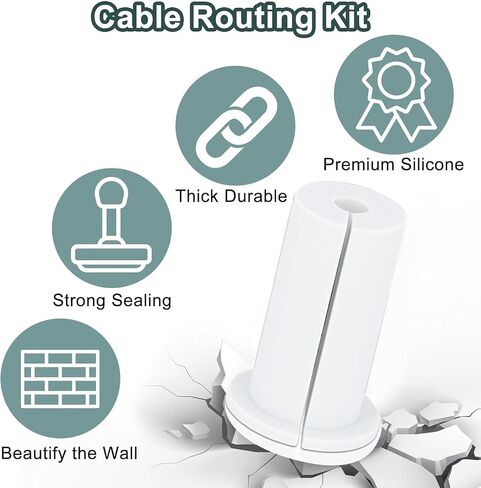4PCS Cable Routing Kit for Ethernet Cable, 1 Inch Rubber Wall Hole Cable Feed Through Bushings, Ethernet Cable Grommet Compatible with Cable Under 7mm (White) in Saudi Arabia