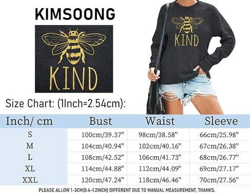 KIMSOONG Bee Kind T Shirt Be kind Sweatshirt Women Funny Inspirational Lightweight Blouse in Kuwait