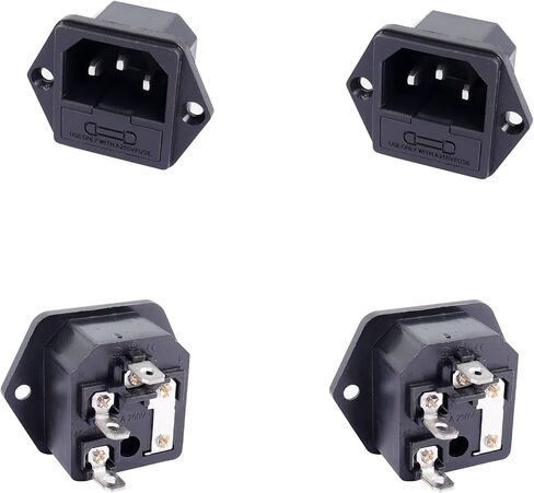 PNGKNYOCN IEC320 قابس وحدة مدخل التركيب، تيار متردد 250 فولت 10 أمبير 3 دبوس لوحة تركيب مع حامل فيوز (4 عبوات) in Saudi Arabia