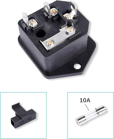 PNGKNYOCN IEC320 قابس وحدة مدخل التركيب، تيار متردد 250 فولت 10 أمبير 3 دبوس لوحة تركيب مع حامل فيوز (4 عبوات) in Saudi Arabia