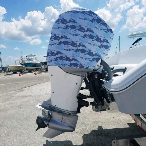 Blue Digital Camo Outboard Motor Cover for Mercury 75-115 HP 4 Stroke (2015-Present) | Made in USA to Stay on While You Run! | 114E in Saudi Arabia